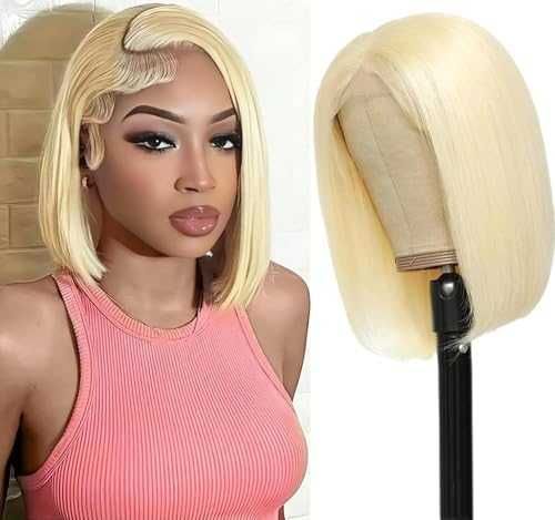 Естествена Къса руса каре перука бразилска коса 180% плътност 10 инча