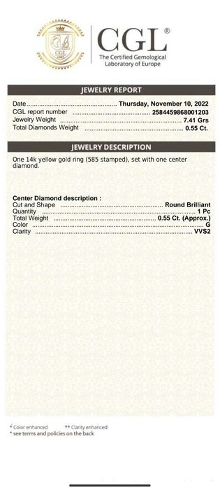 Златен пръстен с диамант 0,55ct. VVS / Бартер /