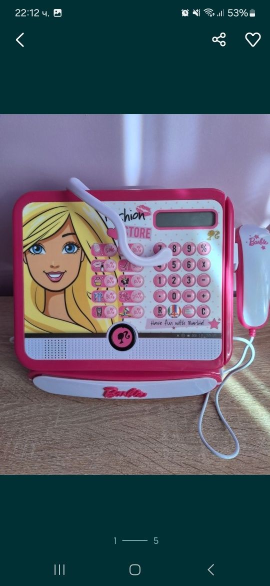 Детски електронен касов апарат Barbie