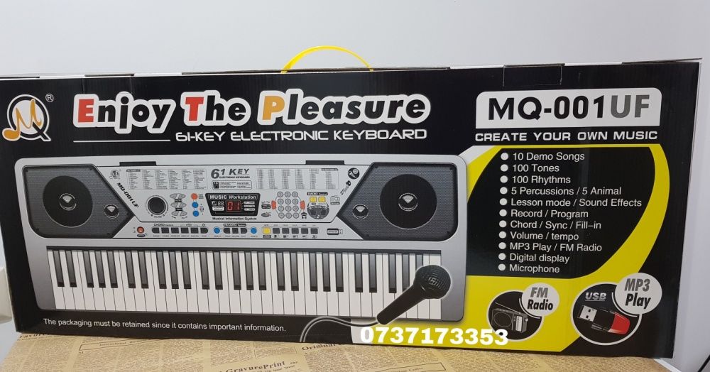 Orga electronica MQ-001UF USB 61 clape Microfon 100 ritmuri 100 tonuri