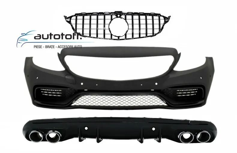 Bara fata cu Grila Centrala si Difuzor bara spate Mercedes C-Class W205 S205 (14-18) C63 Design