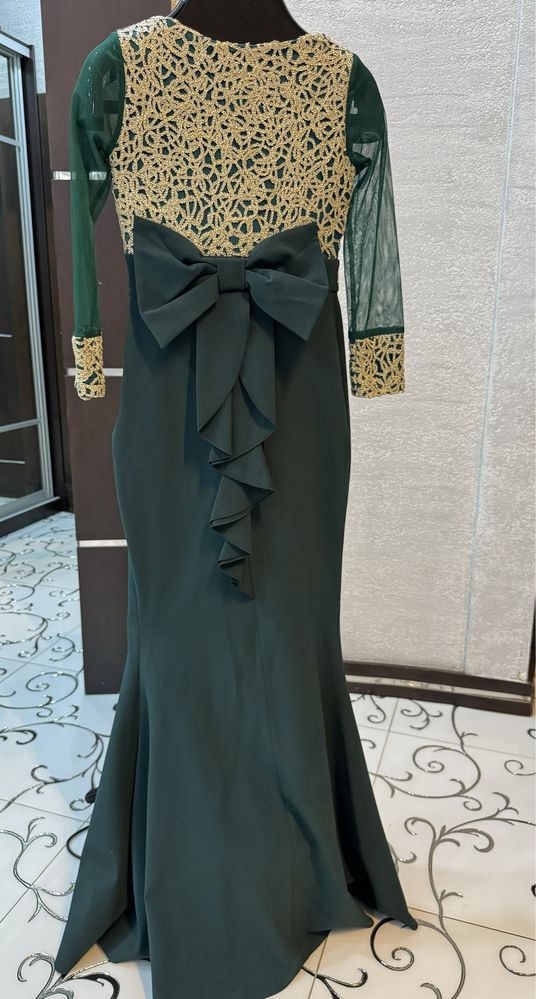 Турецкое вечернее платье, изумрудного цвета, платье рыбка