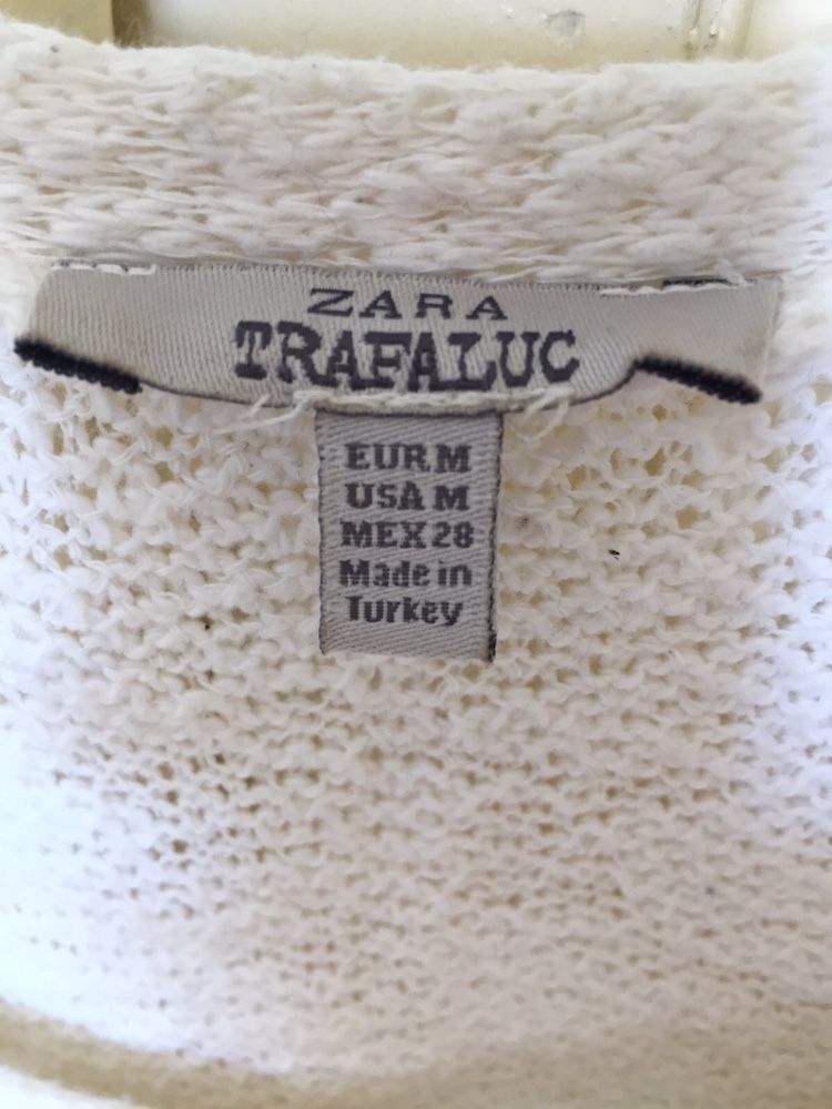 Pulover alb bumbac Zara