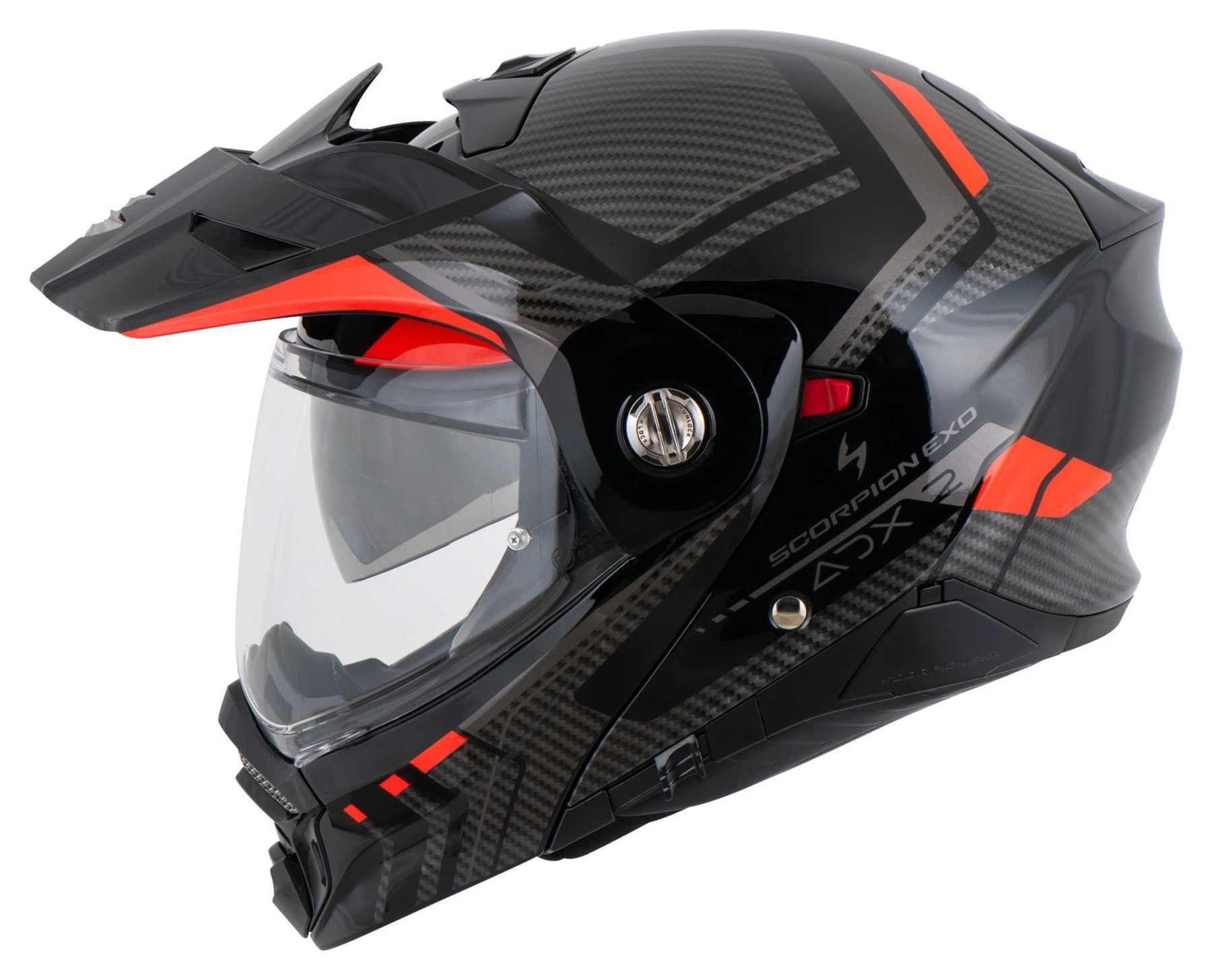 Отваряема мото каска SCORPION ADX-2 LEWIS Red Gloss ,вградени очила