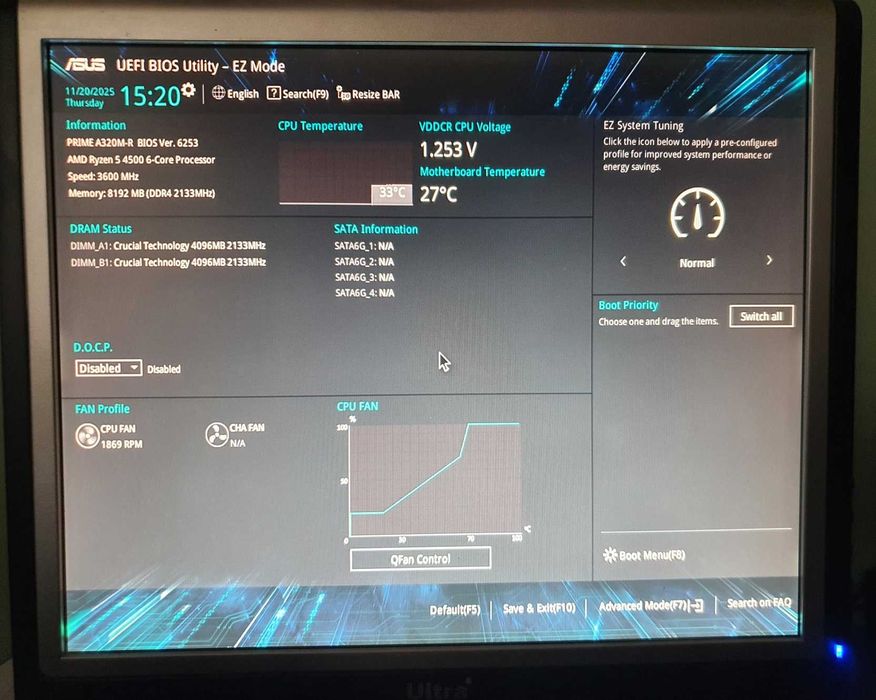 Kit Gaming A320M + Ryzen 5 4500 + 8GB DDR4 + Cooler RGB + SSD + HDD