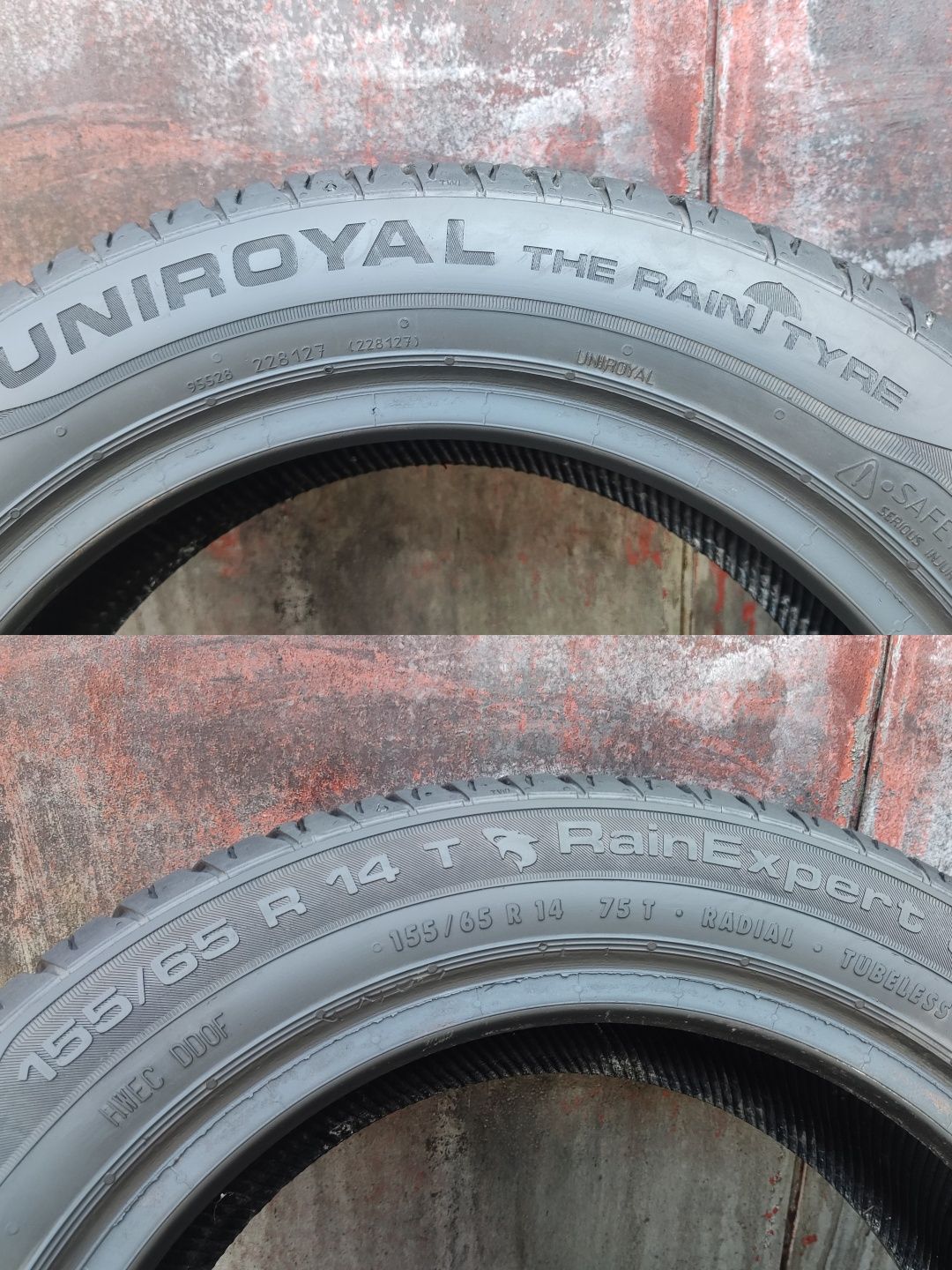 2бр. летни гуми 155/65/14 Uniroyal Rain Sport 
dot21
7mm
Добро състоян