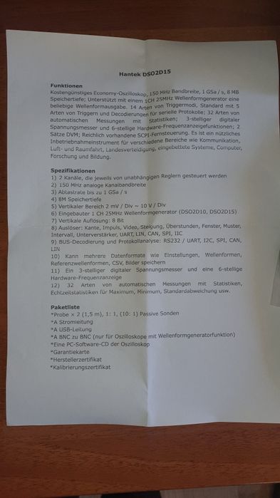 Oscilloscop Hantek DSO2D15