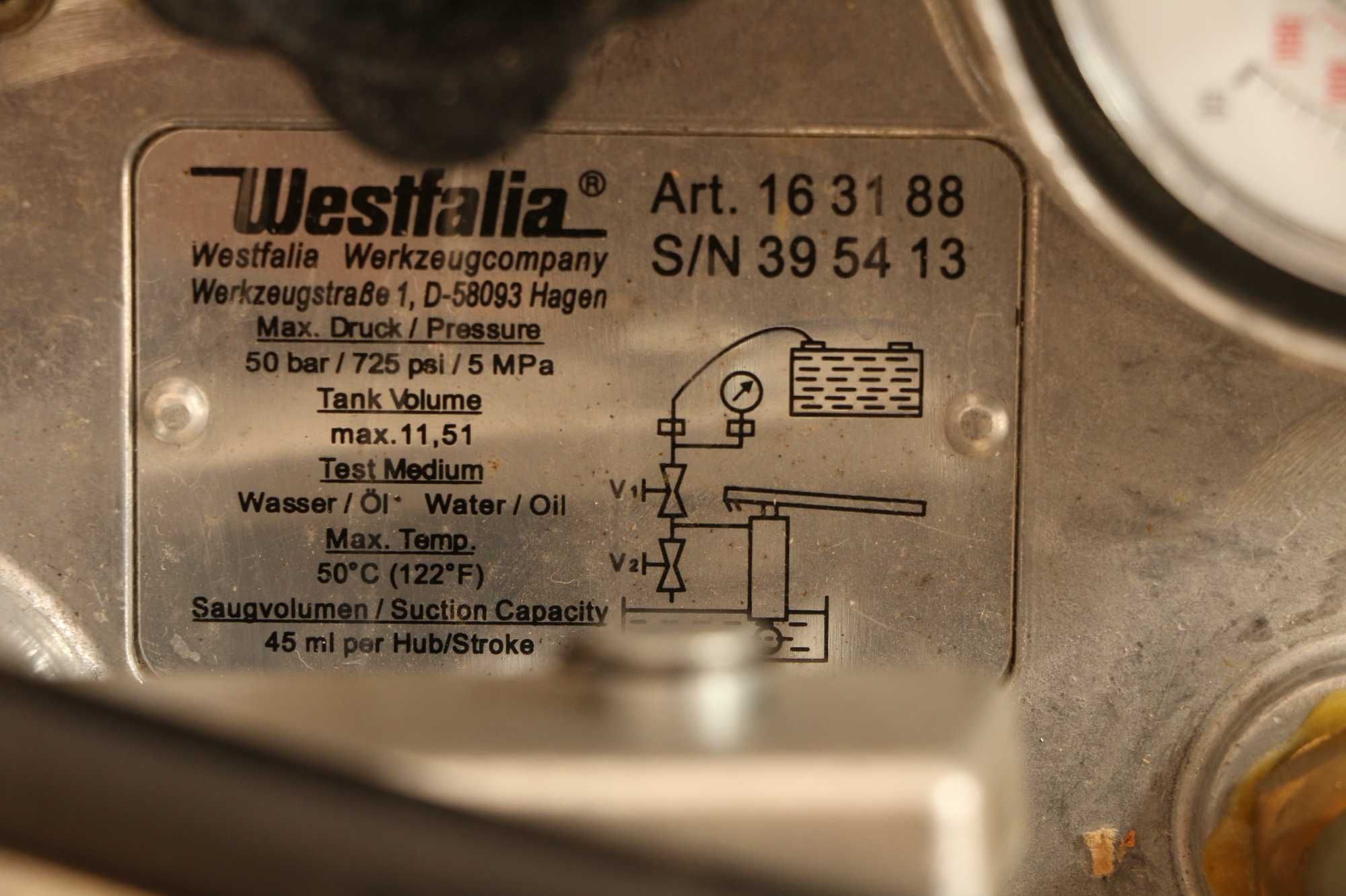 помпа за налягане, проба на инсталации, оригинална WESTFALIA, Германия