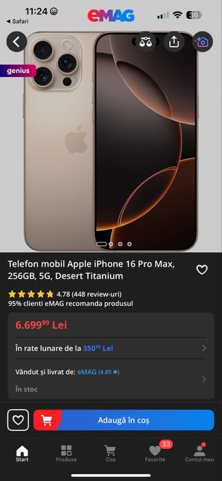 Apple iPhone 16 Pro Max, 256GB, 5G, Desert Titanium 100% ! Cutie !