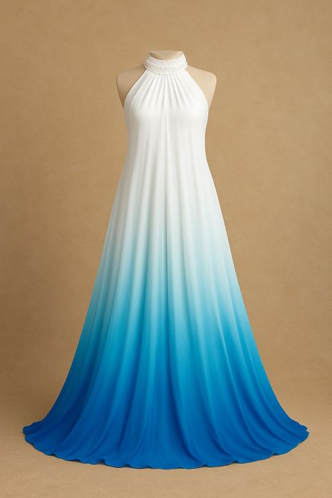 Платье Badgley Mischka — как новое, нежно-голубое омбре