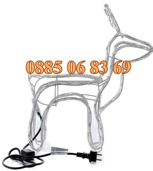 Коледен светещ елен, коледна украса, топла бяла светлина