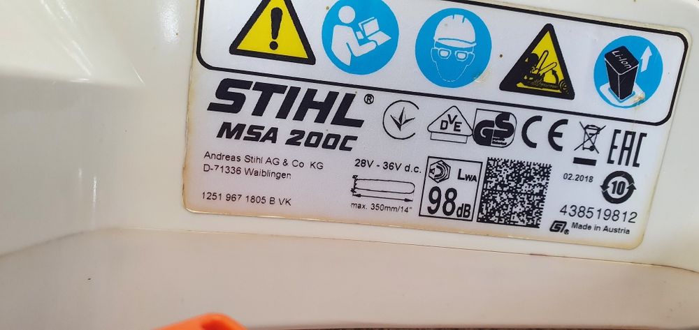 Drujba stihl originala pe baterie. Model MSA 200 C.