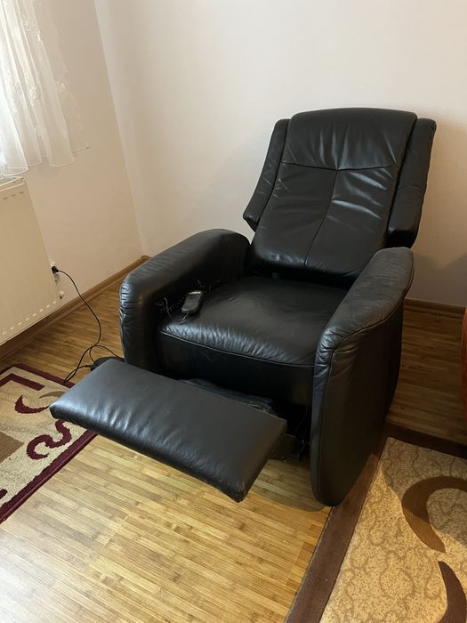 Fotoliu electric extensibil din piele