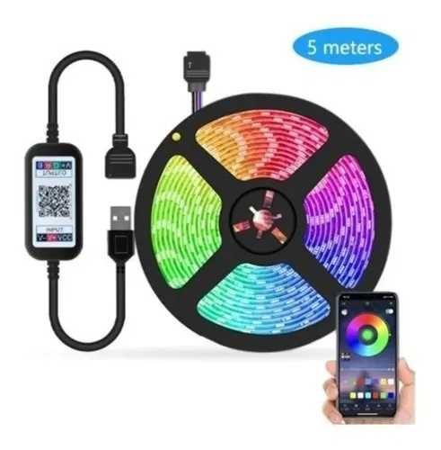 5 метра RGB LED лента с Bluetooth управление, безжичен контрол, декор
