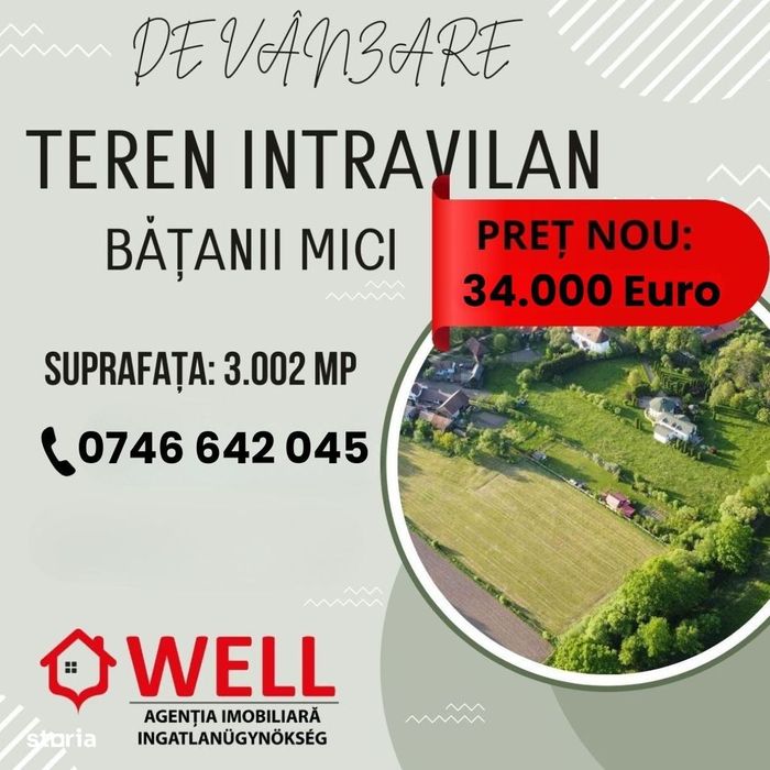 De vânzare teren intravilan în Bățanii Mici