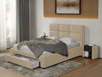 Pat tapitat Cico cu sertar 170 x 114 C1 din piele/stofa Crem Nube 4