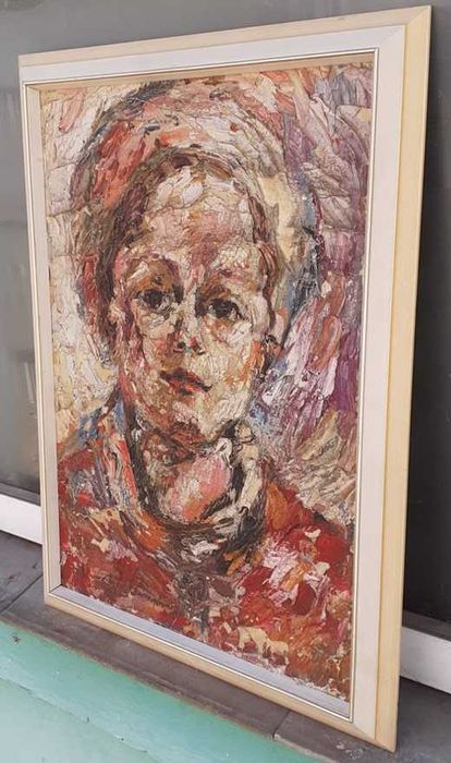 Pictura veche - potret fata - semnat R. Schweitzer Cumpana