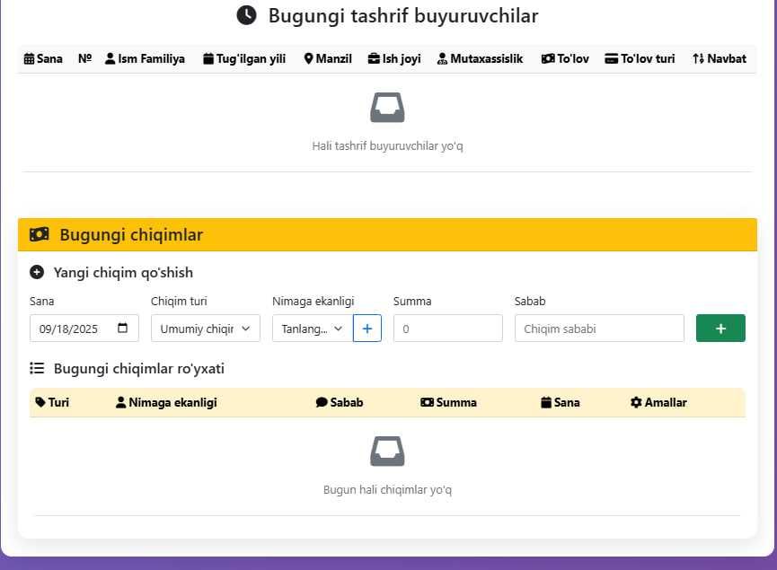 Klinika navbat dasturi