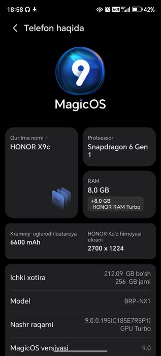 Honor x9c radnoy66w zaryatkalari bn