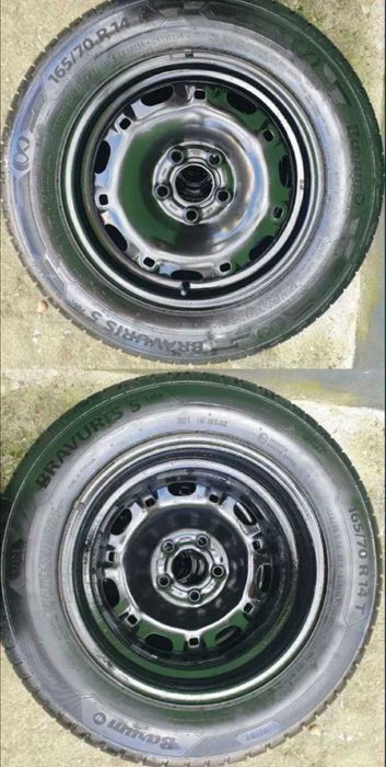 4 Jante Oțel în 5 Prezoane cu Cauciucuri de Vară(Același Model Toate)