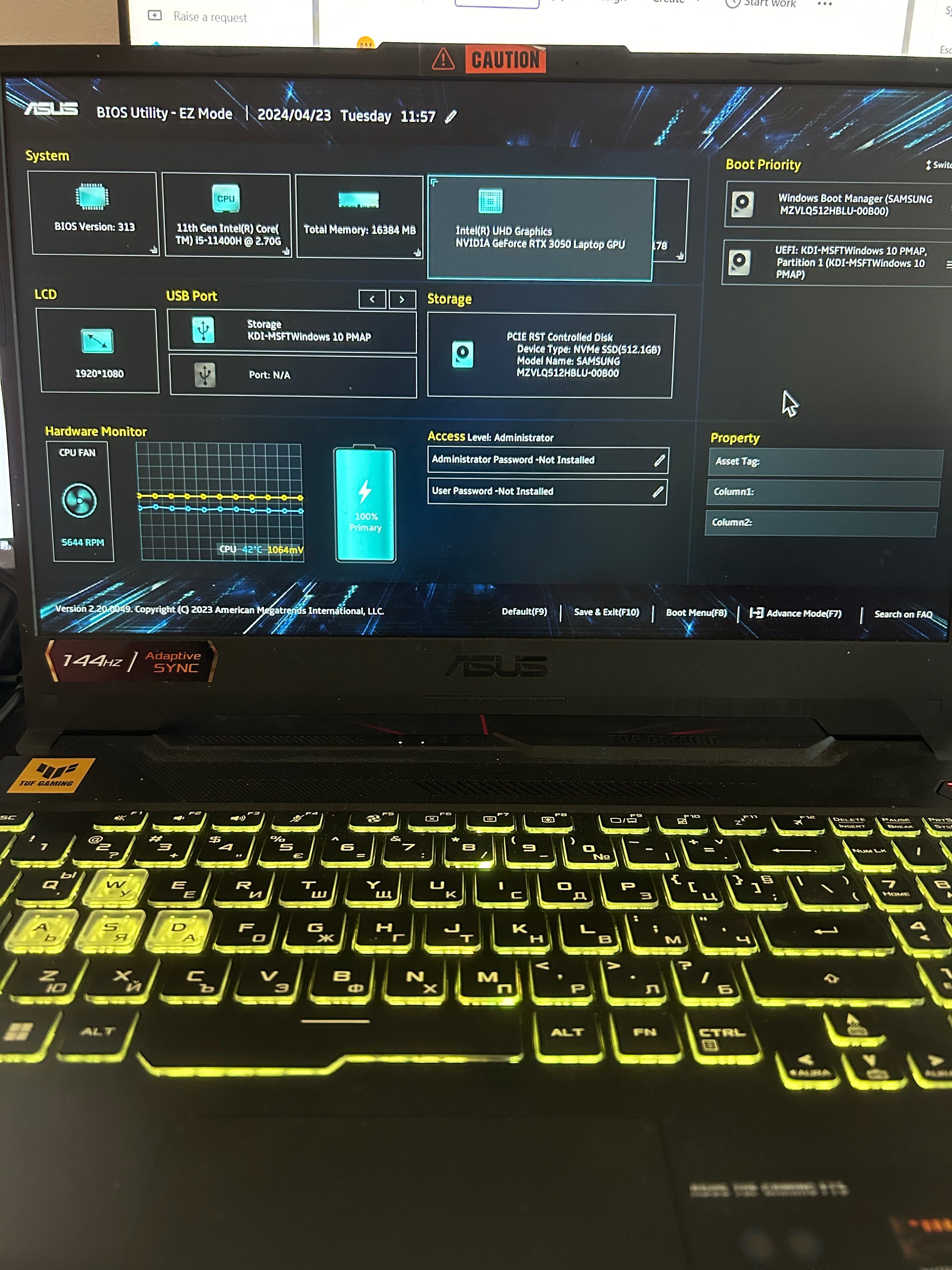 ASUS TUF Gaming FX 506 + Windows 11