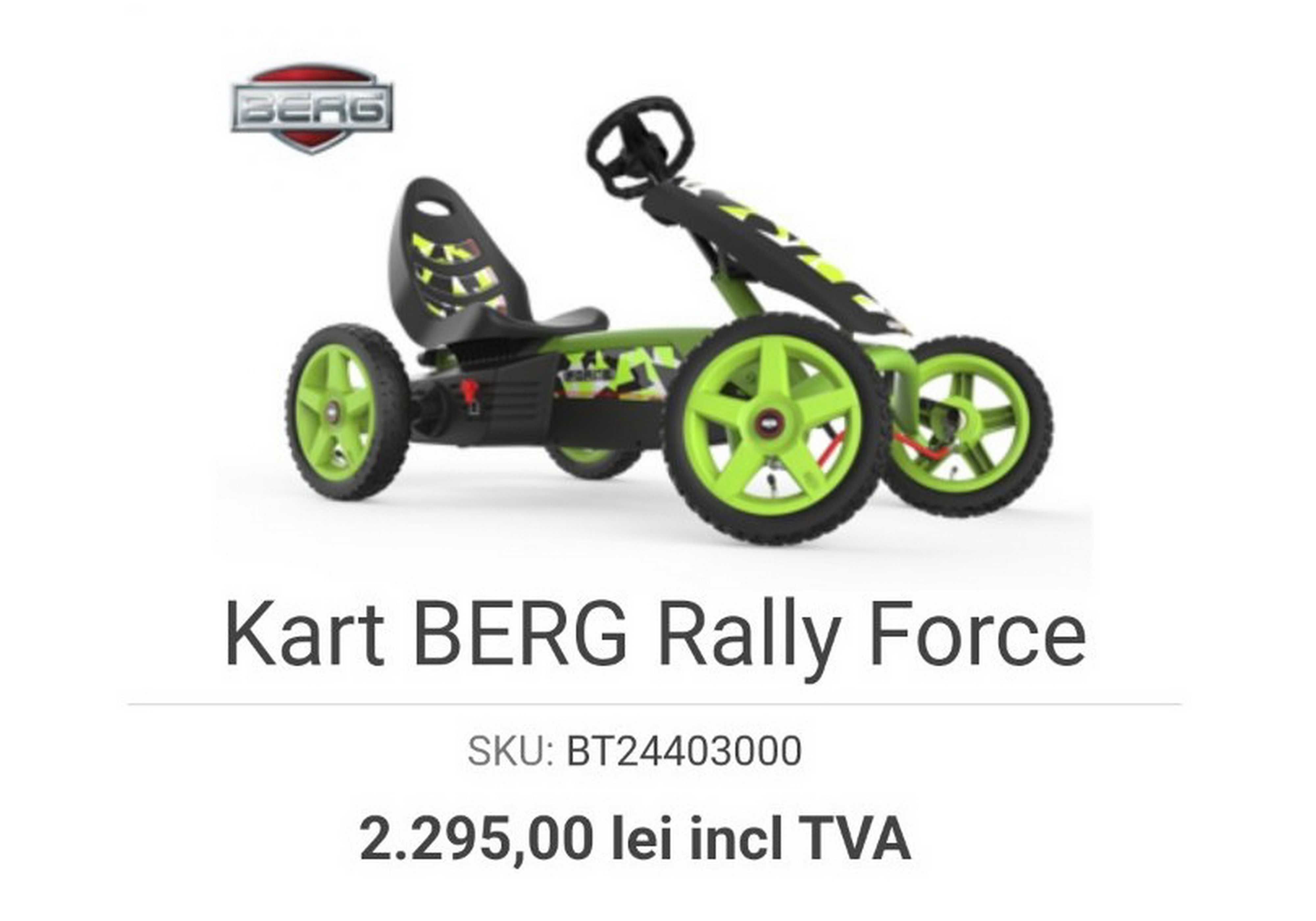 Cart (kart) cu pedale pentru copii BERG Rally Force - verde