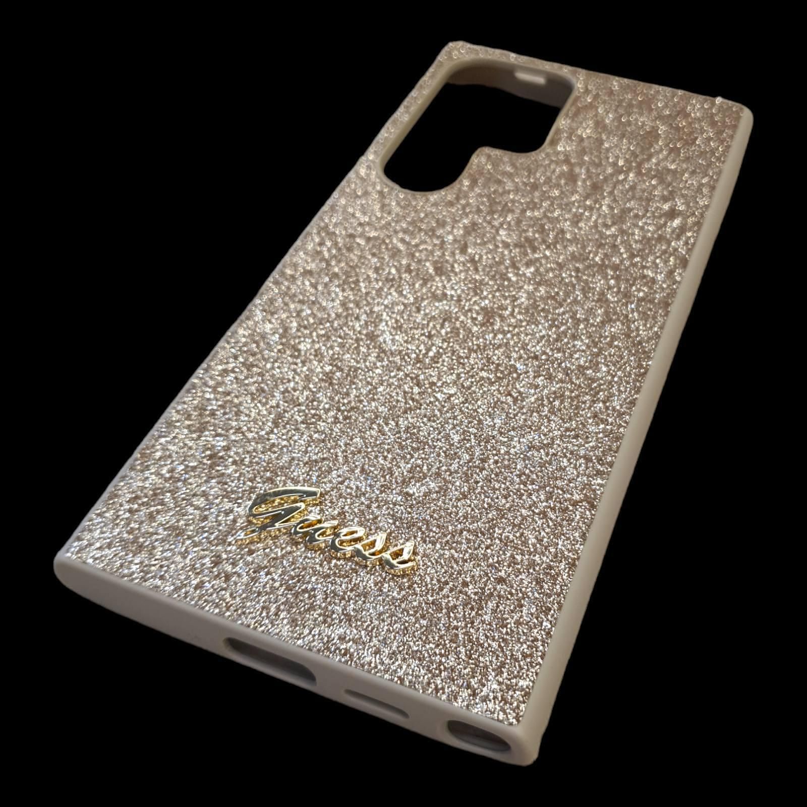 Оригинален кейс guess glitter script за samsung galaxy s24 ultra gold