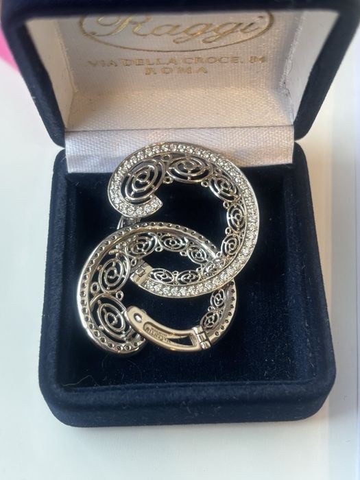 Златни 18каратови обеци с 96 естествени диаманти 7.59гр