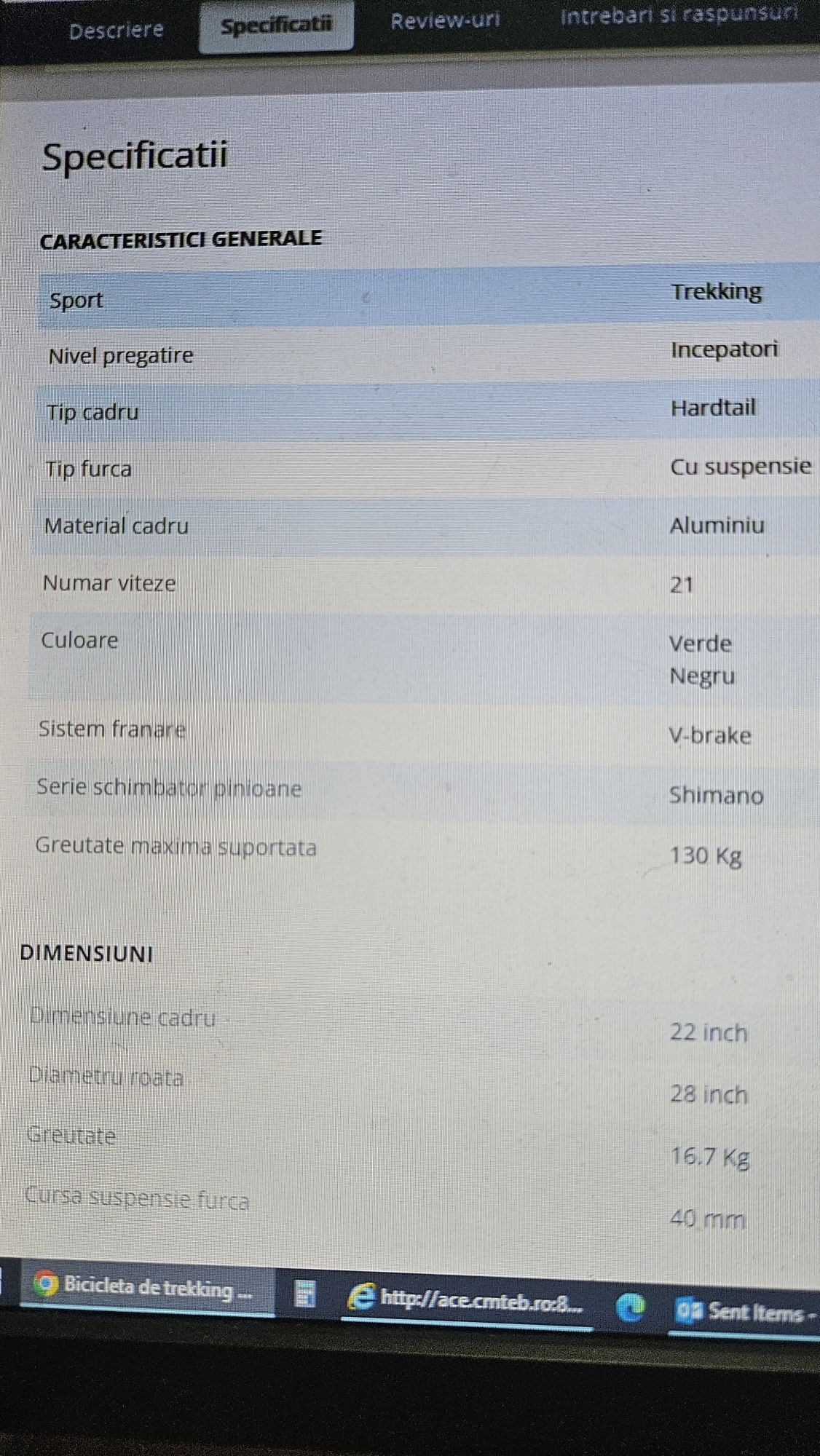 OCAZIE.Vand Bicicleta NOUA germana Winora ,cadru 22 inci ,roti 28 inci