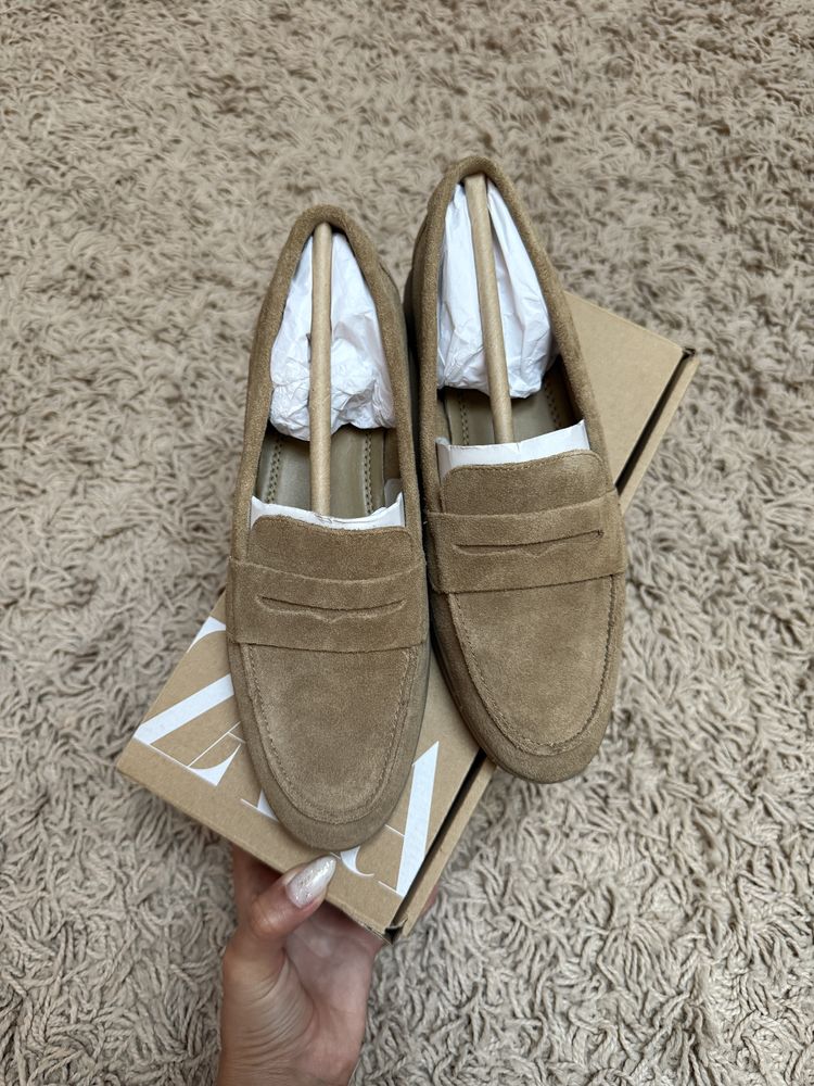Мокасини естествен велур Zara
