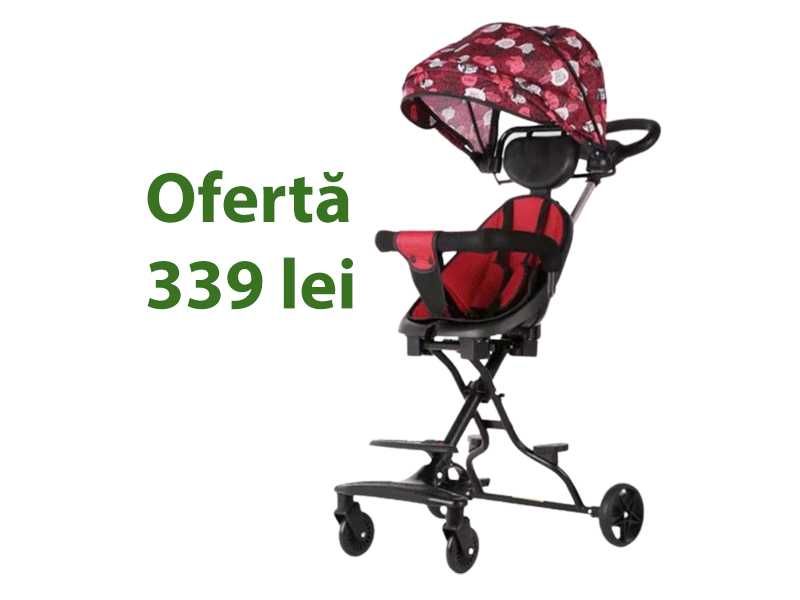 Carucior pliabil, Sport, Rosu cu copertina retractabila
