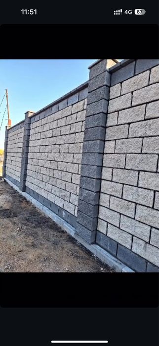 Заборные кирпич, Рванные кирпич, колотый, спринтерный, пескоблок, скц