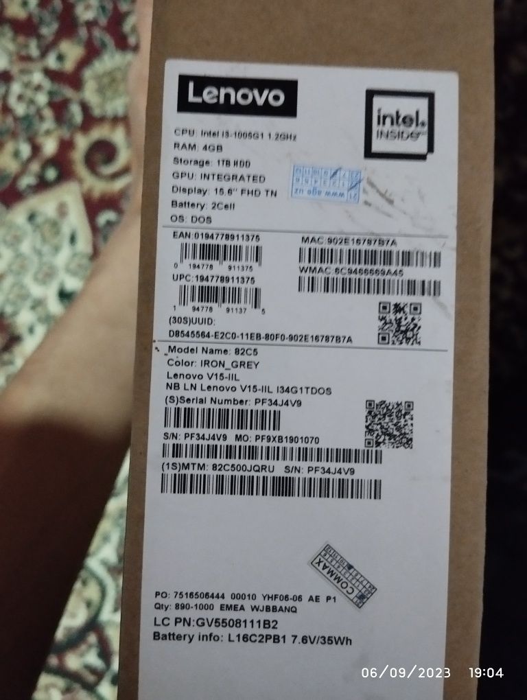 Lenova v15 3oy ishlagan