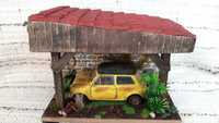 Макет-Diorama wooden shed Diecast 1/34 Мini cooper
