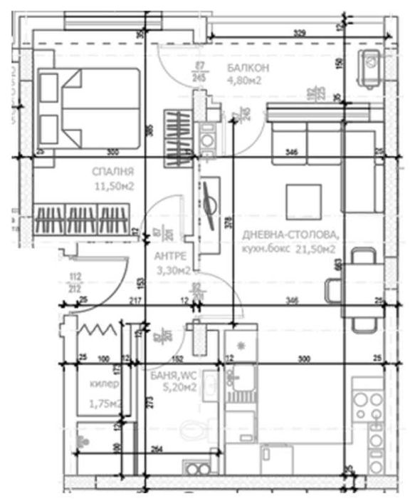 Двустаен апартамент - кв. Тракия