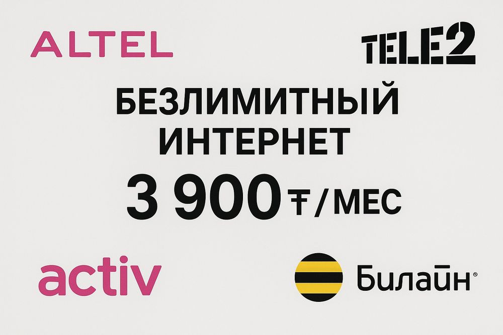 Без лемитный интернет за 3900тг за месяц