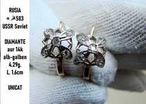 Cercei Aur 14K Rusia Rusesti Cu Diamante aur rusesc cu diamante unicat