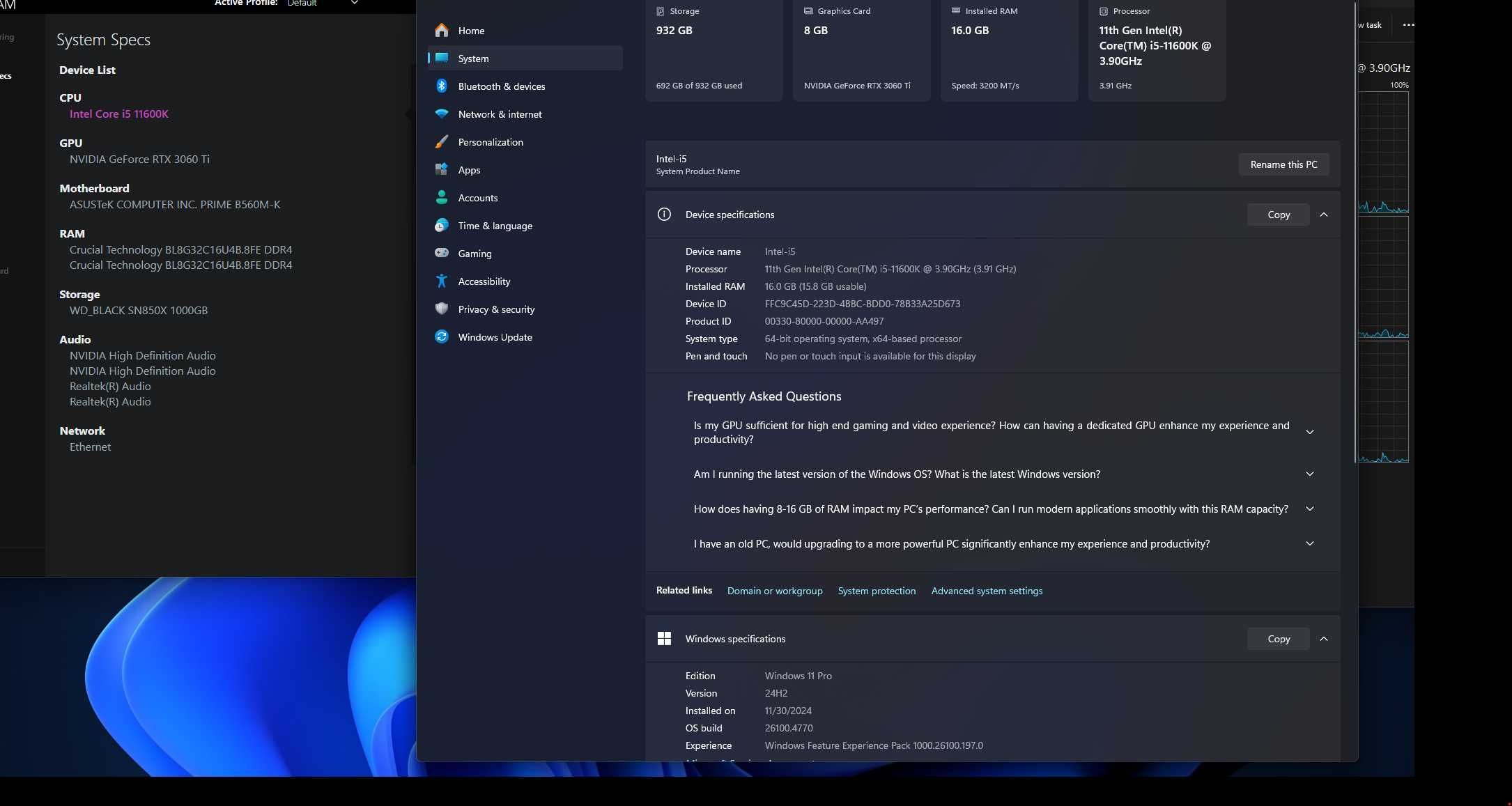 Desktop i5 11600k 16GB Ram DDR 4