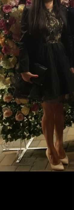 Rochie neagra cu dantela si tulle