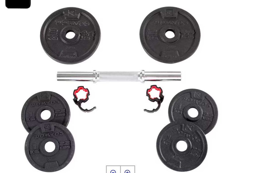 Ganteră 10 kg metal + discuri din fontă – stare foarte bună