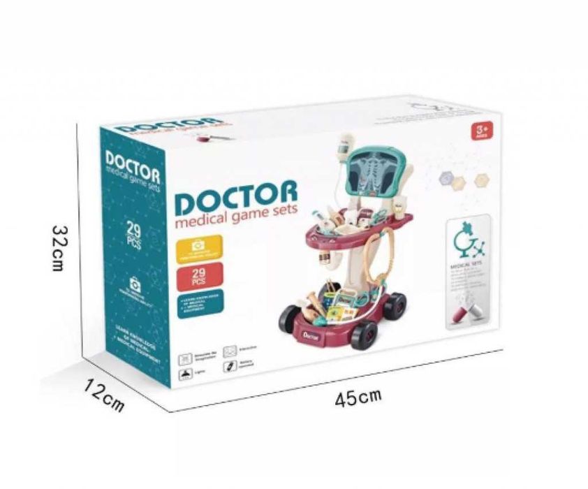 Комплект за игра на доктор, с количка