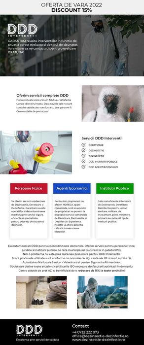 Scapă de plosnite, gândaci, șobolani, bacterii! DDD