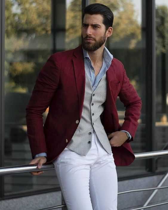 Sacou blazer slim 46 S premium BAR III NOU lana extrafina burgundy