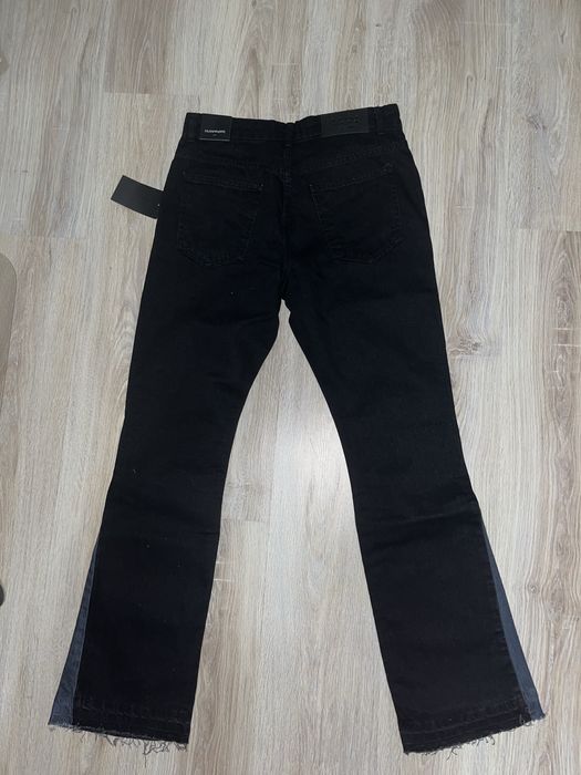 Blugi flared unisex BohooMAN marimea 32 US/48 EUR, noi, nepurtati