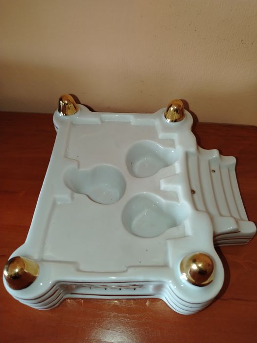 Рядка порцеланова мастилница Баба Вида/Видин с позлата