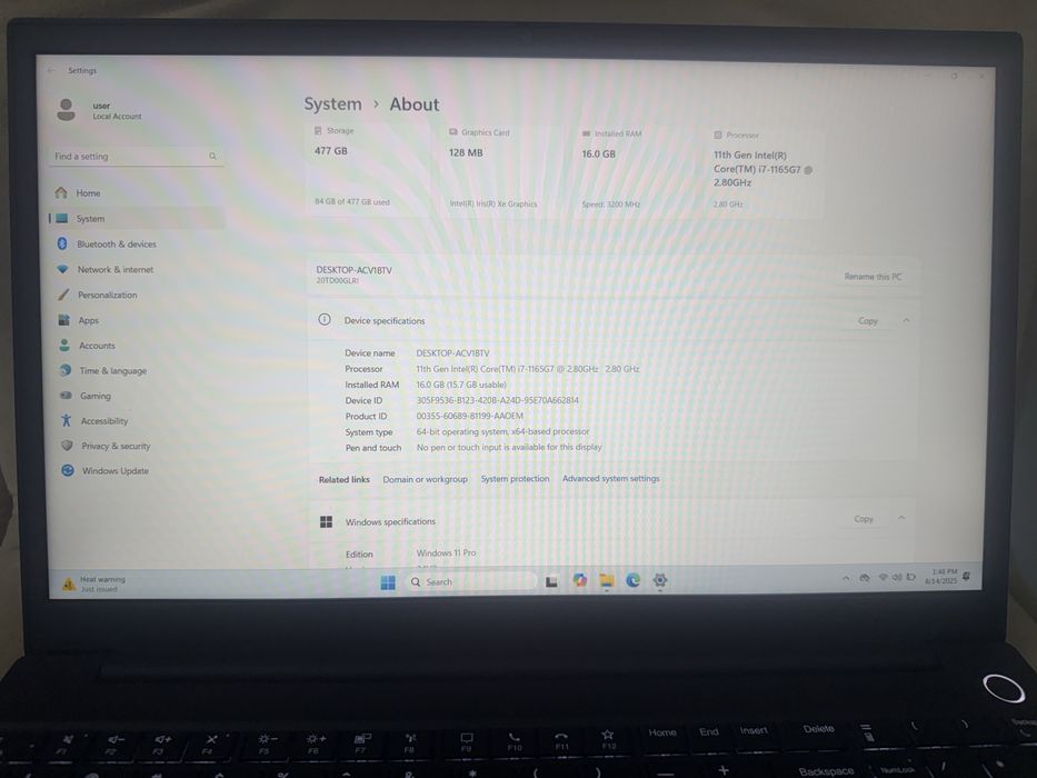Laptop Lenovo ThinkPad E15 Gen2 i7-1165G7 16GB RAM HARD 512SSD W11 PRO
