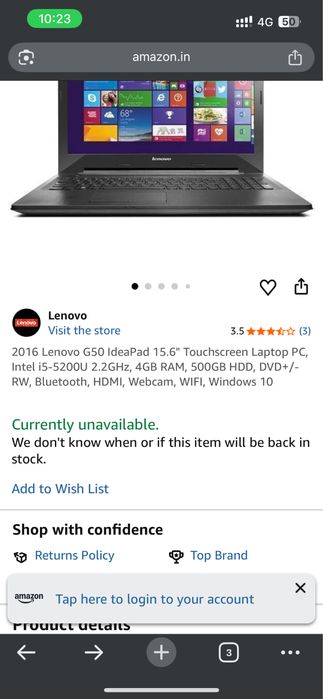 Vand laptop lenova g50 ideal pad 15.6 intel i5 4g ram 500gb windos10