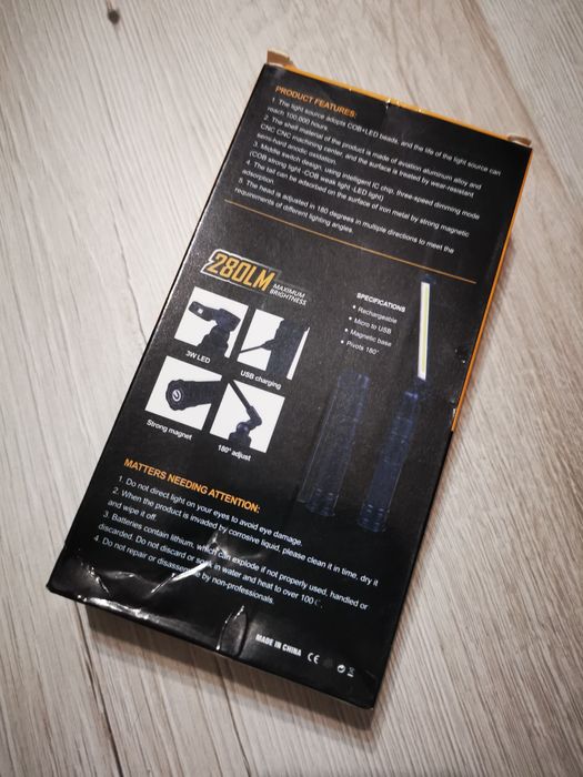 Lampa de lucru metalica/pliabila incarcare USB, magnetica cu led COB