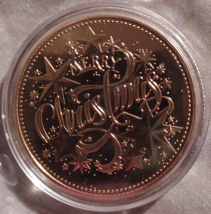 Коледно - новогодишен плакет в защитна капсула . Merry Christmas