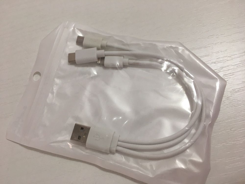 Новые кабели 3 в 1 ,micro USB/Lightning/TypeC - USB, 1 А, 1.2 м, для